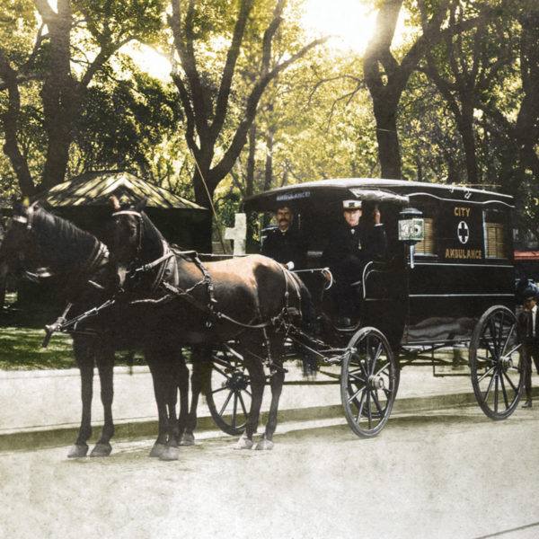 Photo: Horse-drawn ambulance at Bienville Square, ca, 1906.