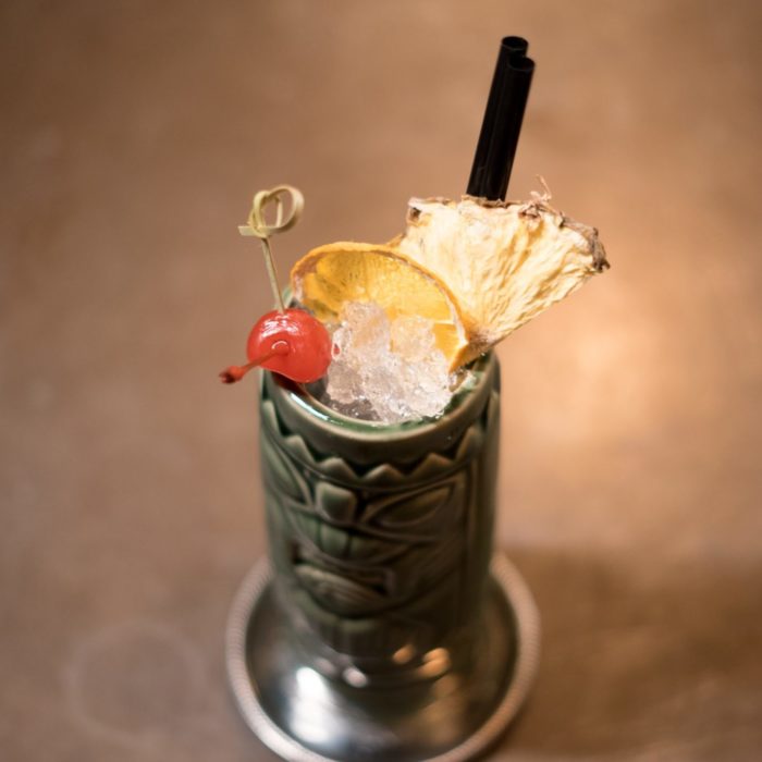 tiki drink in a tiki mug