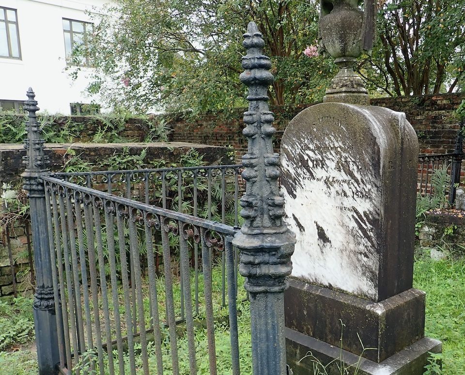 Cast iron fence on grave